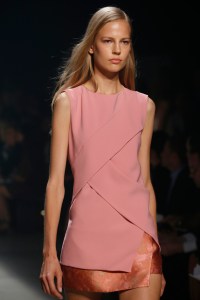 A model on the runway at Narciso Rodriguez\'s spring 2014 show at Sir Stage 37.