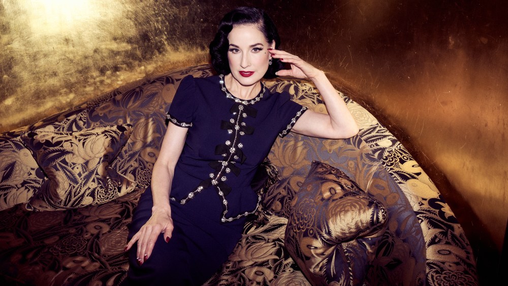LONDON, ENGLAND - JUNE 26: Dita Von Teese poses during a portrait session for Dita Von Teese's "Diamonds And Dust" inside the Beaufort Bar at The Savoy Hotel on June 26, 2025 in London, England. (Photo by Gareth Cattermole/Getty Images)