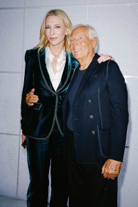 Cate Blanchett and Giorgio Armani at Giorgio Armani RTW Fall 2024 as part of Milan Ready to Wear Fashion Week held on February 25, 2024 in Milan, Italy.