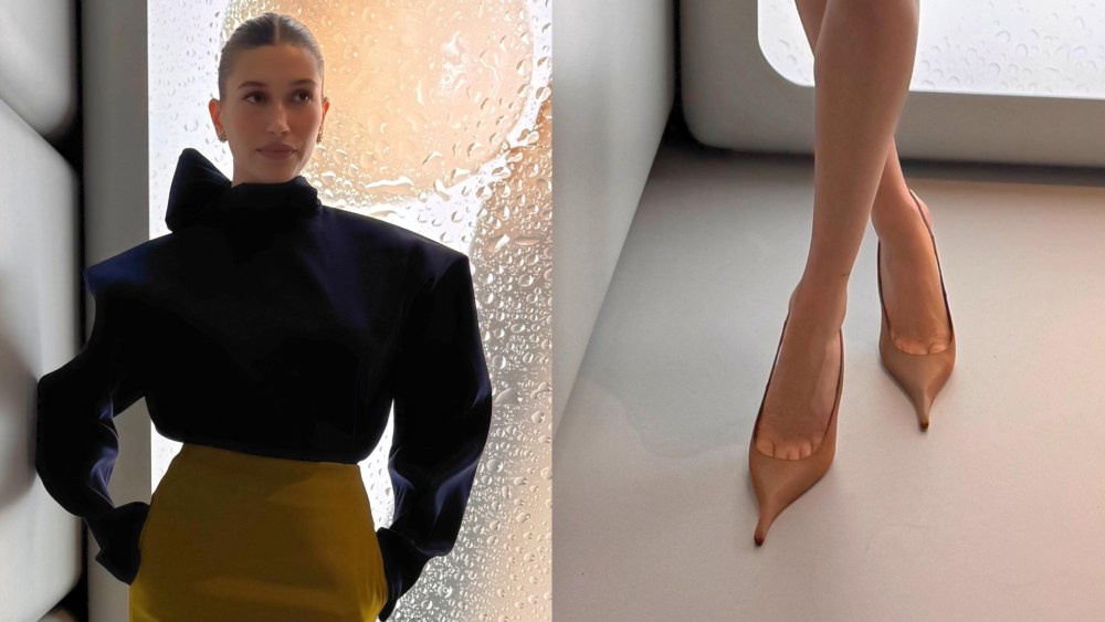 Hailey Bieber wearing Saint Laurent on Sept. 4, 2025.