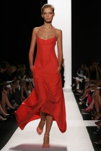 A model walks down the runway at the Spring 2005 Narciso Rodriguez show in New York.