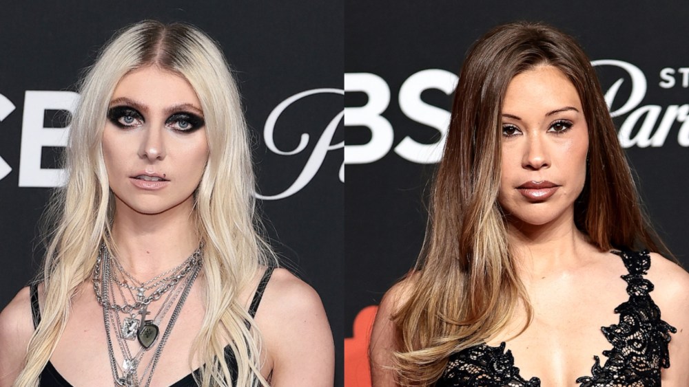 Taylor Momsen (left) and Gabby Windey (right) in gothic beauty at the MTV VMAs 2025.