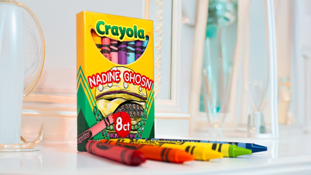 Nadine Ghosn's crayon box with Crayola. 