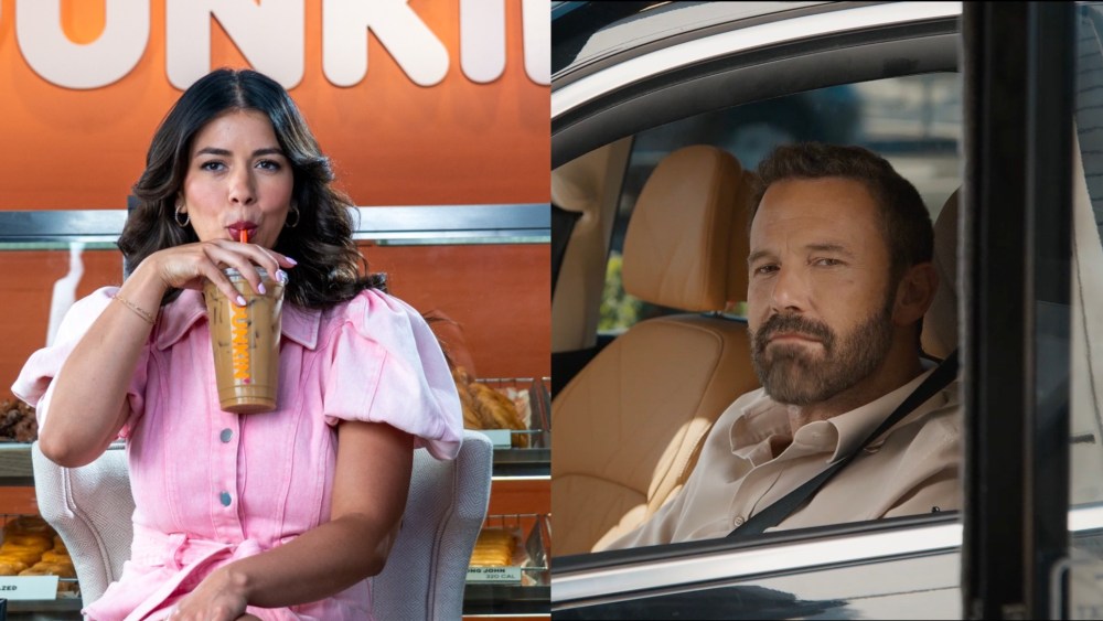 Jen Affleck, left, and Ben Affleck for Dunkin'.