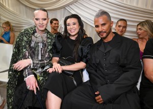 Jordan Roth, Vivian Tu and Jay Manuel at the Christian Siriano Spring 2026 Ready-to-Wear show