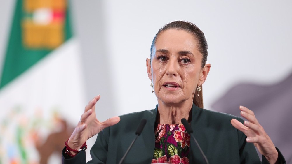 Mexican President Claudia Sheinbaum during a morning briefing on Aug. 28.