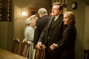 DOWNTON ABBEY, (from left): Brendan Coyle, Joanne Froggatt, (Season 6, ep. 601, originally aired in UK on Sept. 20, 2015 / airs in US on Jan. 3, 2016). photo: Nick Briggs / © Carnival Films for Masterpiece/PBS / Courtesy: Everett Collection