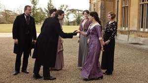 DOWNTON ABBEY, from left: Hugh Bonneville, Elizabeth McGovern (obscured), Charlie Cox, Michelle Dockery, Jessica Brown Findlay, Laura Carmichael, (Season 1, ep. 101, aired in UK on Sept. 26, 2010/aired in the US on Jan. 9, 2011), 2010-2015. photo: ©Carnival Films for Masterpiece/PBS / Courtesy: Everett Collection