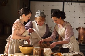 DOWNTON ABBEY, from left: Sophie McShera, Lesley Nicol, Jessica Brown-Findlay, (Season 2, ep. 201, aired in the UK on Sept. 18, 2011/aired in the US on Jan. 8, 2012), 2010-2015. photo: Nick Briggs / ©Carnival Films for Masterpiece/PBS / Courtesy: Everett Collection