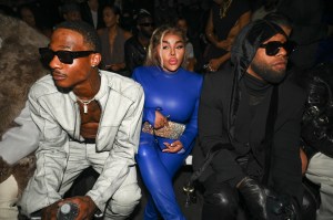 Trillian Wood-Smith, Lil' Kim and Ty Dolla $ign at the LaQuan spring 2026 ready-to-wear show at New York Fashion Week.