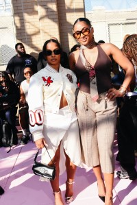 Jordan Chiles and Deja Kelly at the Off-White Spring 2026 Ready-to-Wear show