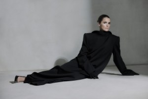 Balenciaga 54th Couture stretch Barathea wool dress, gloves and shoes.