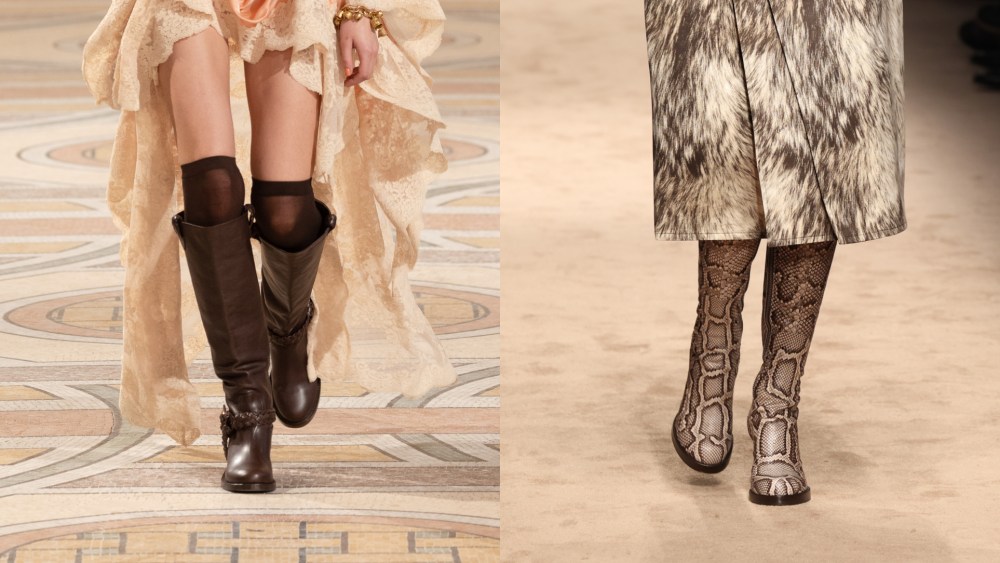Boots on the fall 2025 runways of Zimmerman and Tod's.
