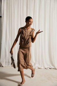 Backstage at the Tory Burch spring 2026 ready-to-wear show at New York Fashion Week.