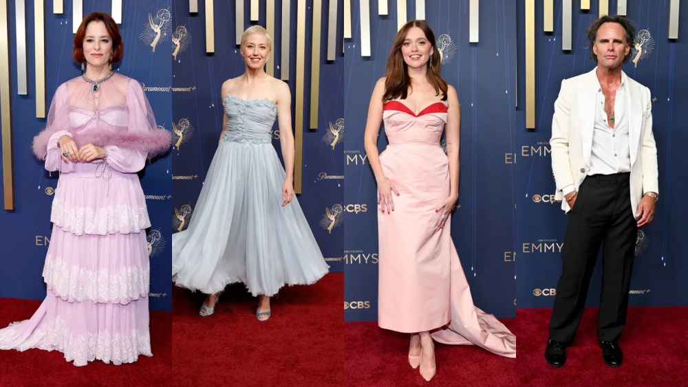 Parker Posey, Carrie Coon, Aimee Lou Wood and Walton Goggins at the Emmy Awards 2025.