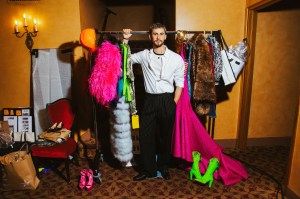 Christian Cowan and his designs for the broadway show Queen of Versailles backstage at the St.James Theater.