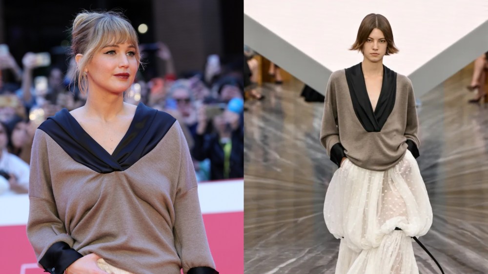 Jennifer Lawrence wears a look from Dior's spring 2026 ready-to-wear collection at the Die My Love screening during the 20th Rome Film Festival on Oct. 20, 2025 in Rome, Italy.