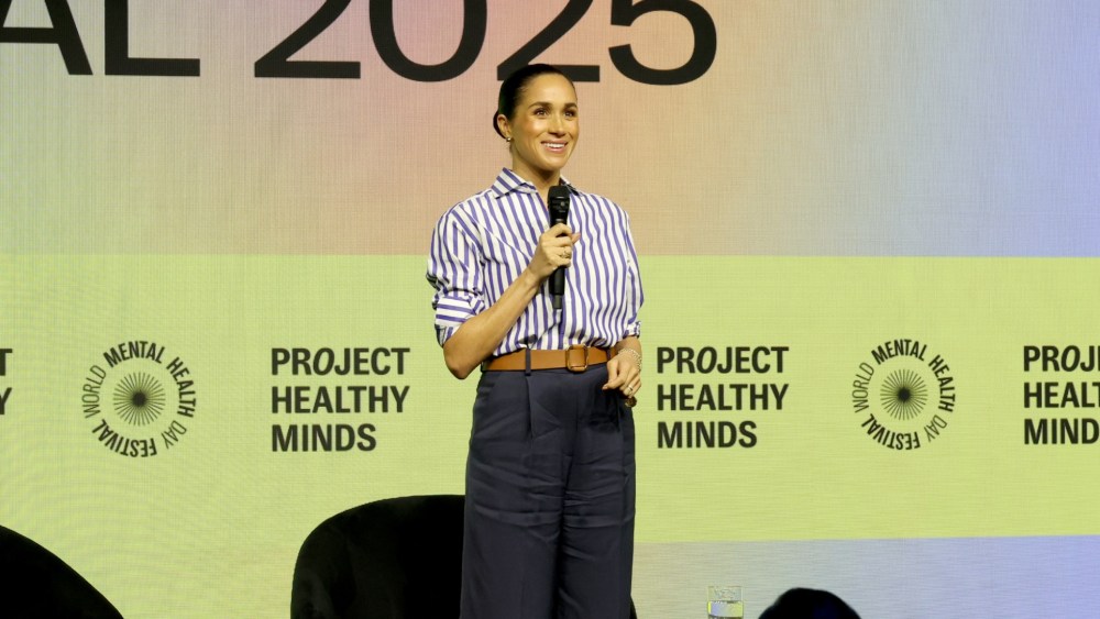 Meghan Markle wears pieces by Ralph Lauren at the Project Healthy Minds World Mental Health Day Festival on Oct. 10, 2025 in New York City.