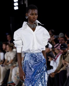 A look from Mona Alshebil Spring 2026 at Riyadh Fashion Week.
