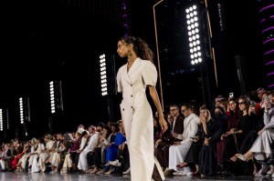 A look from Mona Alshebil Spring 2026 at Riyadh Fashion Week.