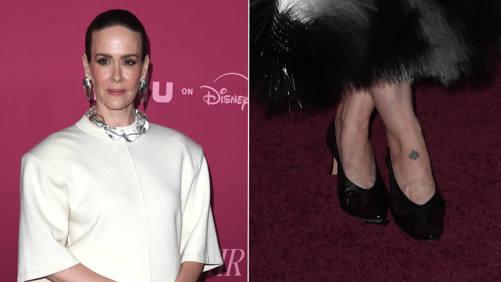 Sarah Paulson wears head-to-toe Bottega Veneta at the world premiere of "All's Fair" on Thursday, punctuating the straight-off-the-runway look with the brand's Sofia pumps.