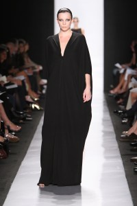 A model on the runway at Chado Ralph Rucci's spring 2009 show in New York City.
