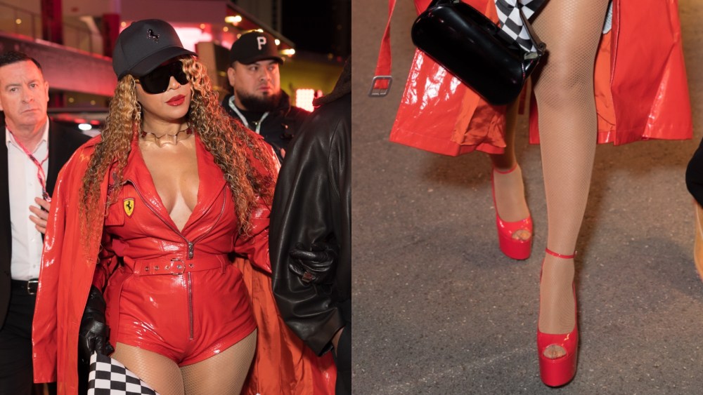 On Saturday, Beyoncé made an appearance at the Formula 1 Grand Prix, turning heads in red peep-toe platform heels. 