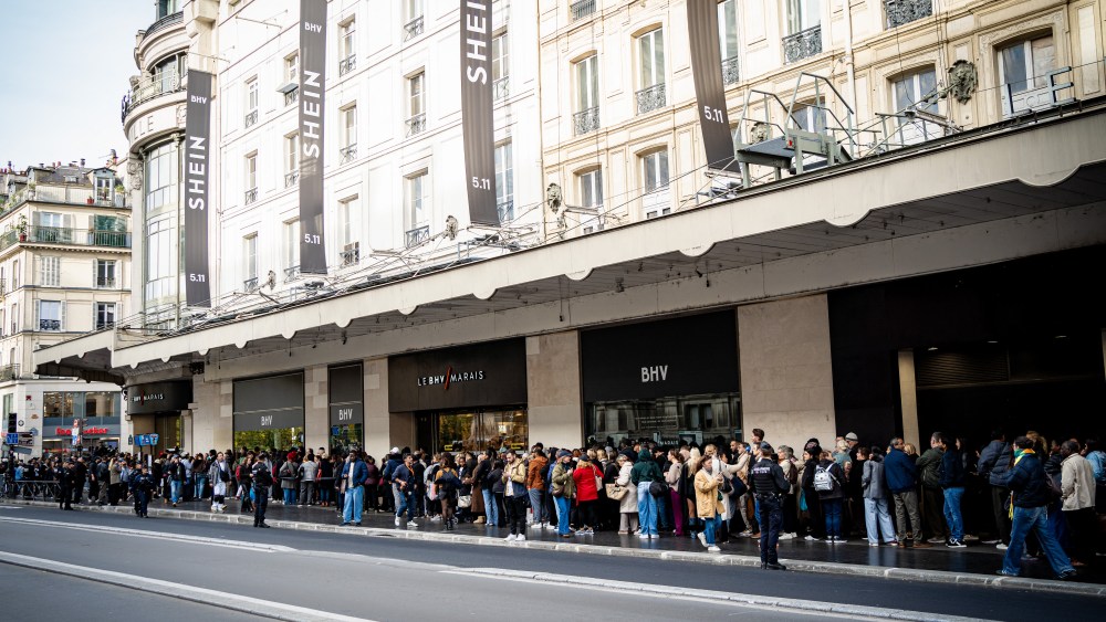 Shoppers line up for Shein at Paris' BHV department store.