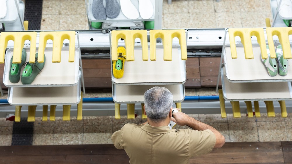 Inside a Portuguese footwear manufacturing plant.