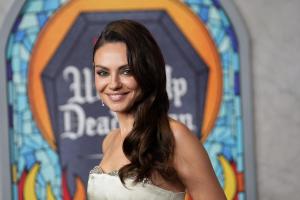 Mila Kunis at Netflix's "Wake Up Dead Man: A Knives Out Mystery" premiere held at the Academy Museum of Motion Pictures on November 17, 2025 in Los Angeles, California.