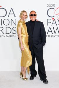 Leslie Bibb and Michael Kors at the 2025 CFDA Fashion Awards held at The American Museum of Natural History on November 03, 2025 in New York, New York.
