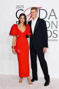 Eiza González and Wes Gordon at the 2025 CFDA Fashion Awards held at The American Museum of Natural History on November 03, 2025 in New York, New York.