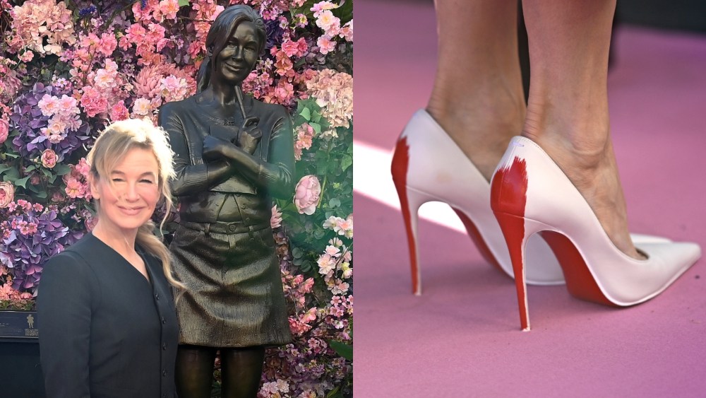 Renée Zellweger wore Christian Louboutin x Maison Margiela shoes at the unveiling of a "Bridget Jones" statue in London on Nov. 17, 2025.