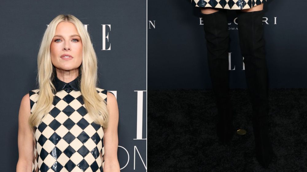 Ali Larter paired a checkerboard dress with matte black thigh-high boots at Elle's 2025 Women in Hollywood Celebration on Monday evening.