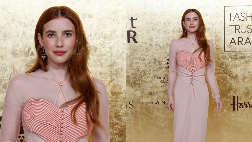 Emma Roberts wears Valentino resort 2026 collection at the Fashion Trust Arabia 2025 Awards Ceremony on Nov. 22, 2025 in Doha, Qatar.