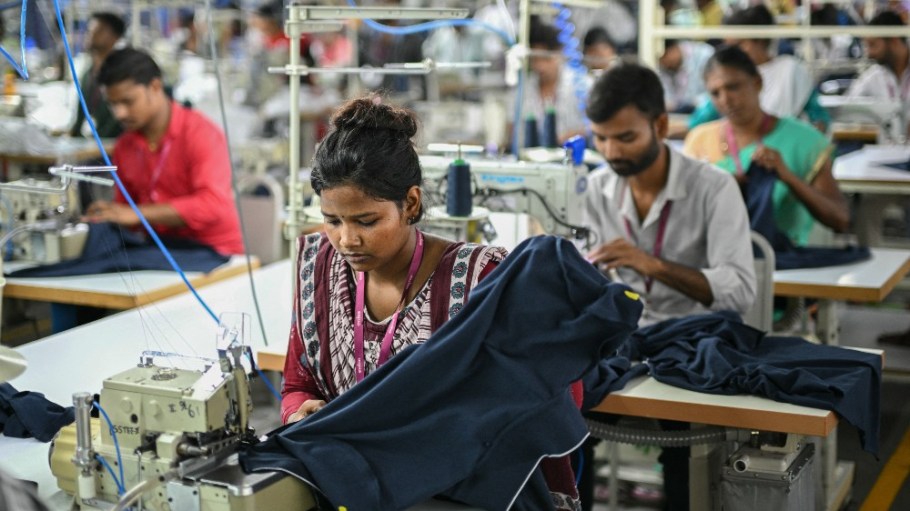 Workers at a garment factory in Tiruppur, Tamil Nadu on Sept. 25.