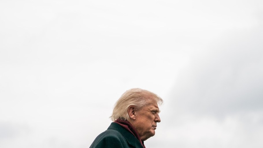 President Donald Trump speaks to members of the press before departing the White House on Marine One in Washington, D.C., on Nov. 22.