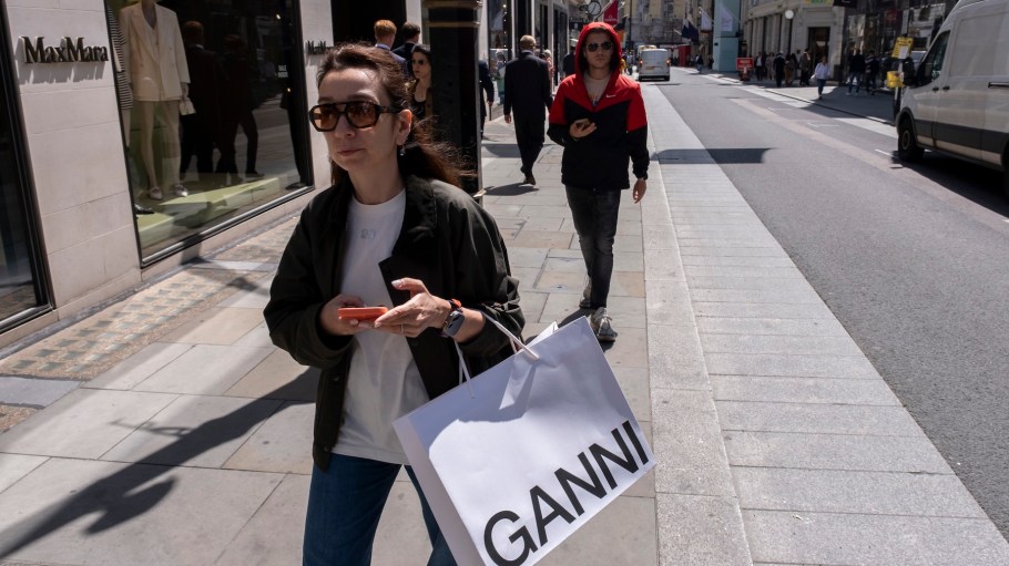 Shopper on Bond Street on July 7, 2025, in London, United Kingdom.