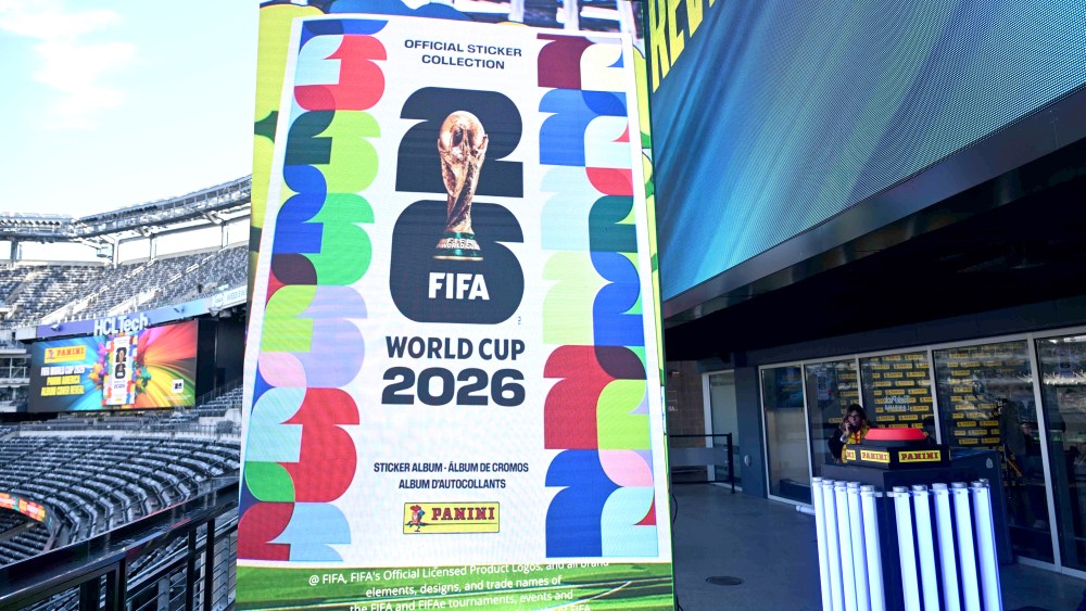 The Panini America FIFA World Cup 2026™ Sticker Collection Album Cover for Canada and the United States, unveiled today at MetLife Stadium on December 03, 2025 in East Rutherford, New Jersey.