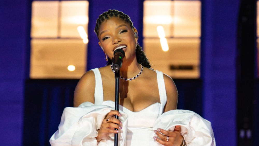 Halle Bailey at the Rockefeller Center tree lighting ceremony.