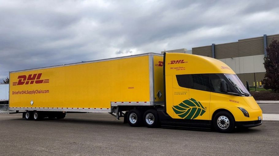 The Tesla Semi currently travels approximately 100 miles per day in central California, DHL says, and requires charging about once per week.