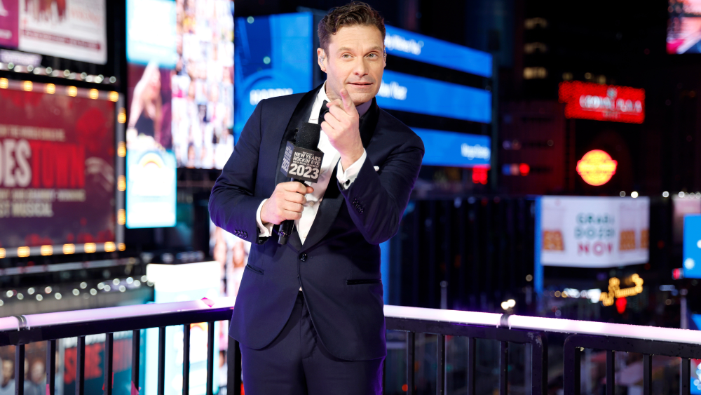 ryan seacrest hosting 2024's dick clark new years rockin eve tv broadcast in nyc