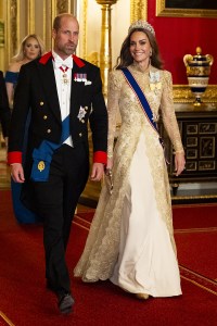WINDSOR, ENGLAND - SEPTEMBER 17:  Catherine, Princess of Wales and Prince William, Prince of Wales arrive for the State Banquet hosted by King Charles III and members of the Royal Family at Windsor Castle during the state visit by the President of the United States of America on September 17, 2025 in Windsor, England. President Trump is in England from Sept. 16-18 on his second UK state visit, with the previous one taking place in 2019 during his first presidential term.  (Photo by Aaron Chown-WPA Pool/Getty Images)