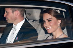 LONDON, UNITED KINGDOM - JULY 12: (EMBARGOED FOR PUBLICATION IN UK NEWSPAPERS UNTIL 48 HOURS AFTER CREATE DATE AND TIME) Prince William, Duke of Cambridge and Catherine, Duchess of Cambridge attend a State Banquet at Buckingham Palace on day 1 of the Spanish State Visit on July 12, 2017 in London, England.  This is the first state visit by the current King Felipe and Queen Letizia, the last being in 1986 with King Juan Carlos and Queen Sofia. (Photo by Max Mumby/Indigo/Getty Images)