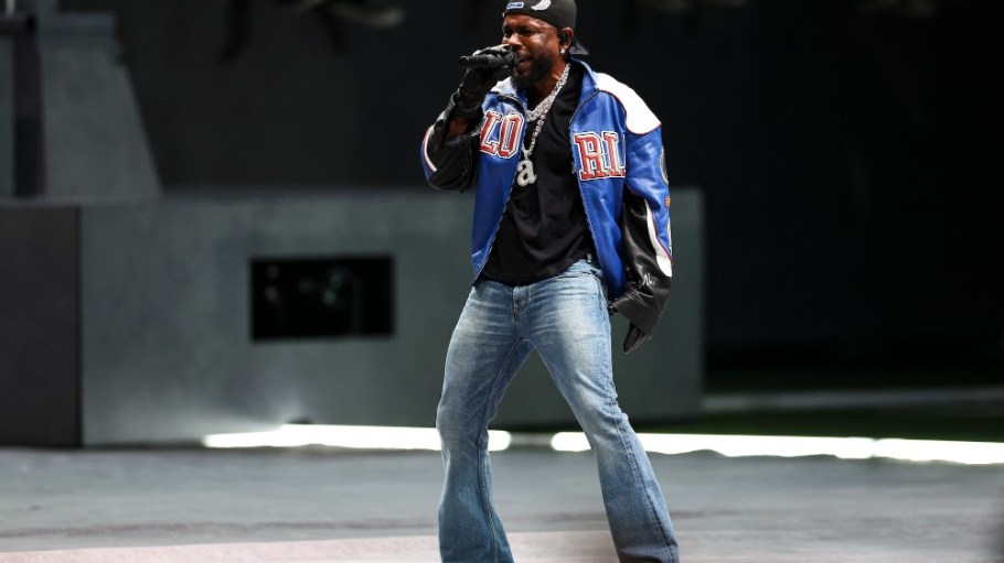 Kendrick Lamar performs in Super Bowl LIX Halftime Show.