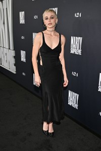 Emma Chamberlain at the "Marty Supreme" Los Angeles Premiere held at the Samuel Goldwyn Theatre on December 08, 2025 in Los Angeles, California.