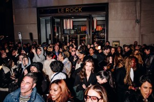 The crowd outside the Michael Kors Rockefeller Center tree lighting ceremony