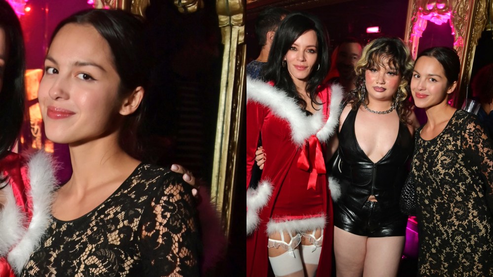 olivia rodrigo, lily allen, christmas party, lace dress, gucci, mary janes