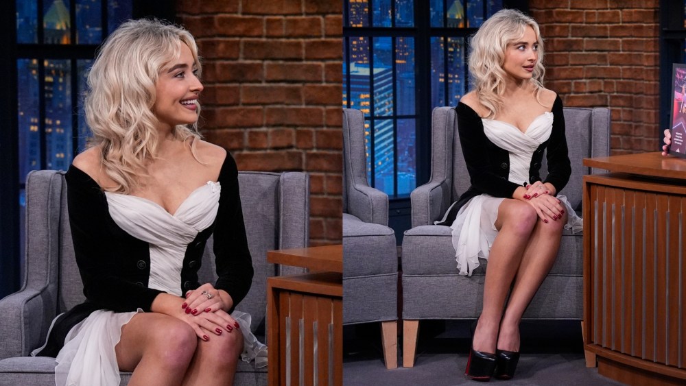 Sabrina Carpenter wears a '90s Chantal Thomass look on "Late Night With Seth Meyers" on Dec. 8 in New York City.