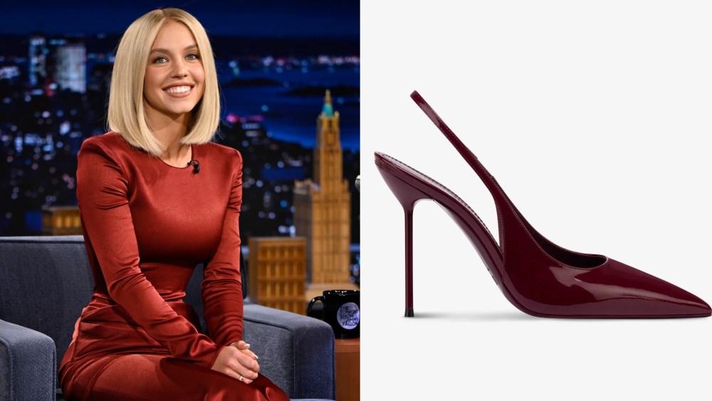 Sydney Sweeney wears Paris Texas during the 'Tonight Show' interview on Monday.